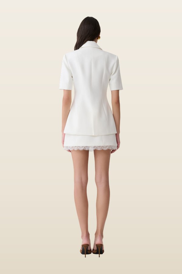 Ariella Suiting Mini Skirt With Lace — model back