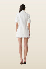 Ariella Suiting Mini Skirt With Lace — model back