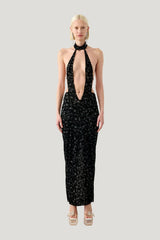 Bare Dress Black Leopard Print — model front