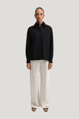 Bias Satin Pants, pearl — model front
