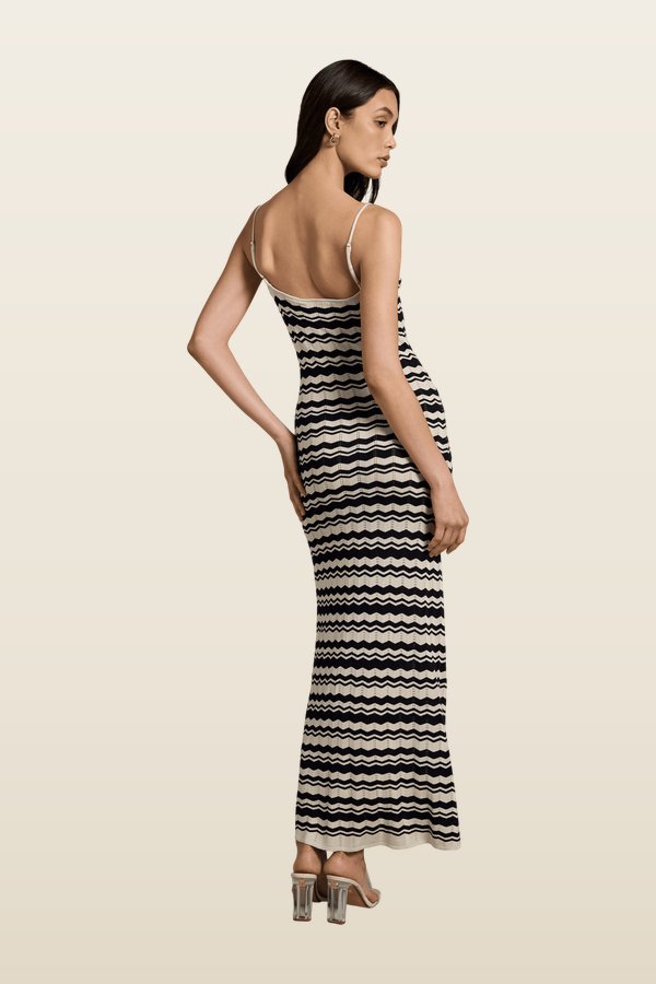 Cindy Crochet Maxi Dress (Ecru Ink — model back