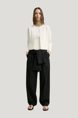 Classic compact knit cardigan — model front