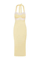 Darcy Satin Midi Dress - Whipped Butter — packshot