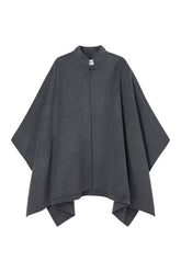 Double-faced wool pankou closure poncho | dark grey melange — packshot