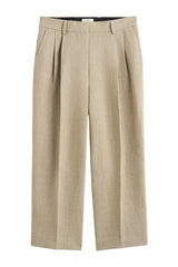 Double-pleat cropped linen trousers — packshot