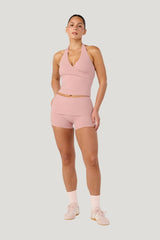Form Invisible Scrunch Fold Over Shorts | Dusty — model front