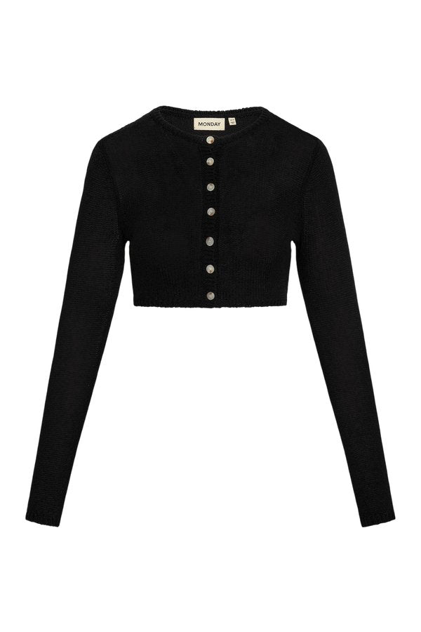 Genoa Cardigan - Black Open Jersey — packshot