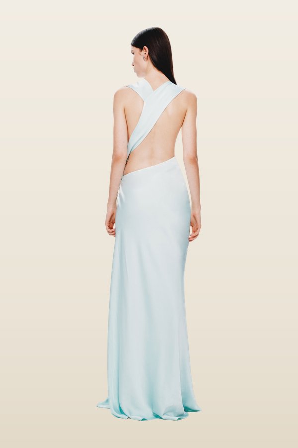 The Harlow Satin Dress — model back