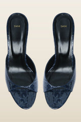Haze Sandal Ink Croc Embossed Leather — model back