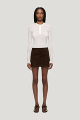 Hunter Suede Mini Skirt — model front
