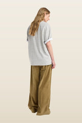 Japanese mouliné jersey t-shirt | grey mouliné — model back