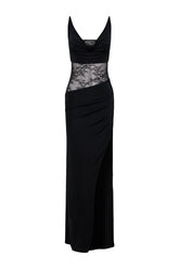 Kelela Draped Slinky And Lace Maxi Dress — packshot