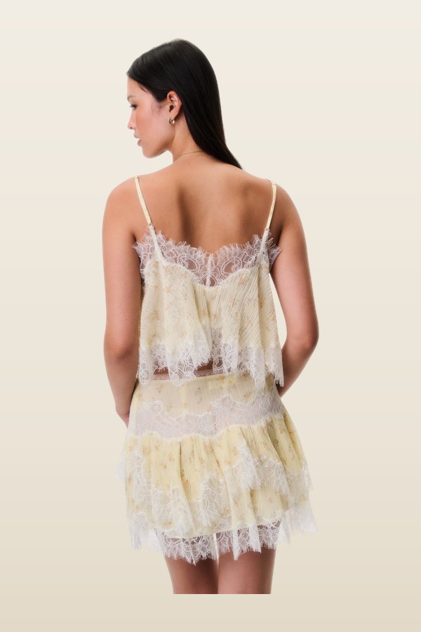 Kellison Cotton-Silk Mini Skirt — model back