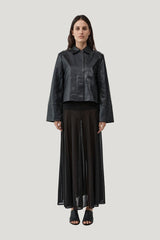 Leather Minimal Jacket — model front