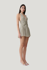 Lucille Halter Pleated Mini Dress — carry 3