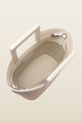 Micro Riviera In Raffia And Cream Leather — model back
