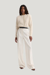 Mid-waist tailored trousers — model front