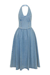 Miller Denim Halter Midi Dress - Classic — packshot
