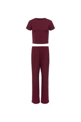 Mini Rib Pajama Set | Ruby — packshot