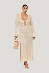 Montego Dress - Ivory Treble Knit — model front