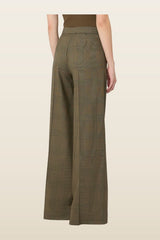 Glen plaid wool trousers - KAKI — model back