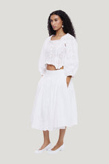 Palisade Top In White Eyelet — model front