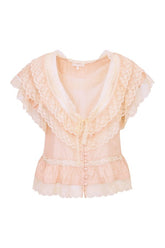 Persine Silk Ruffle Top - PETAL PEACH — packshot
