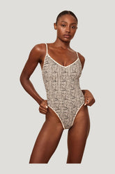 Ravello One Piece - Black Gingham — model front