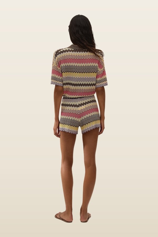 Raya Polo Top Perla Stripe — model back