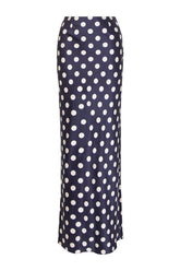 Silk Maxi Skirt (Navy Polka Dot) — packshot
