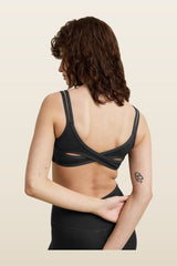 SkinLuxe Bandeau Cross Over Sports Bra - Shadow — model back