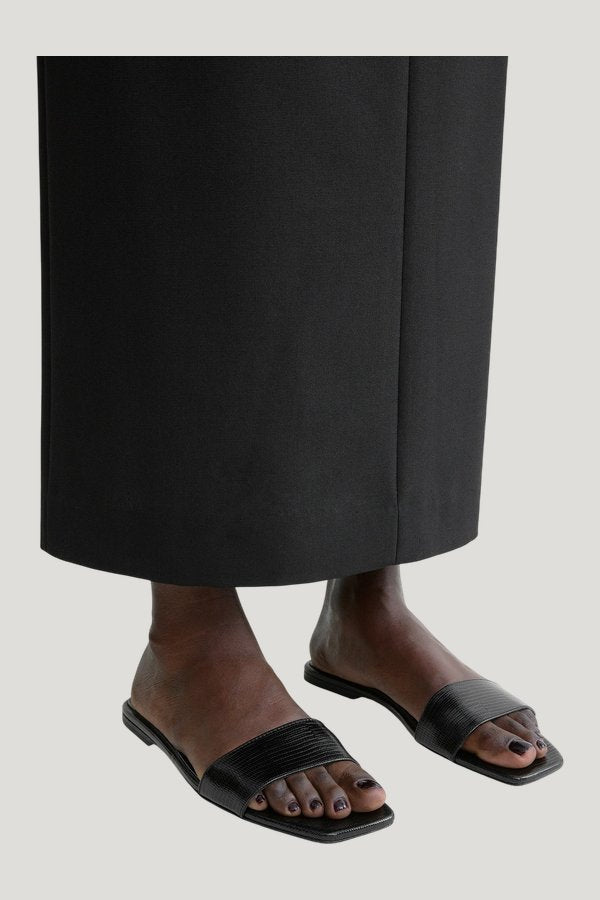 Slim lizard-embossed bandeau slides — extra