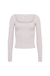 Sporty Rib Portrait Long Sleeve Top | Fog — packshot