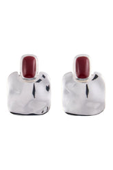 Stone Drop Earring (Silver/Oxblood) — packshot