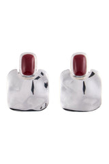 Stone Drop Earring (Silver/Oxblood) — packshot