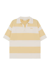 Stripe Knitted Collar Short Sleeve Top - Lemon Sorbet — packshot