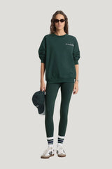 Syracuse Crewneck - Forest/White — model front