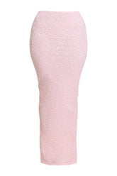 The Cinched Lace Corset Maxi Set in Baby — packshot