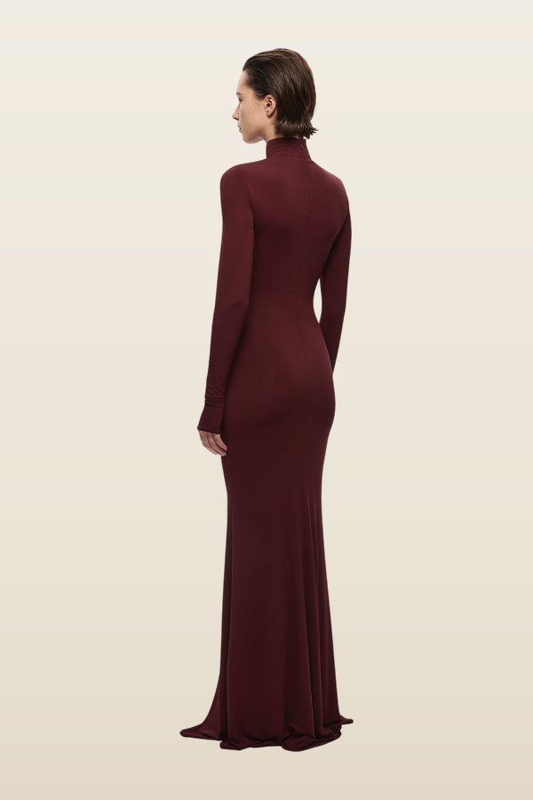 The Gathered Long Sleeve Maxi Dress — model back