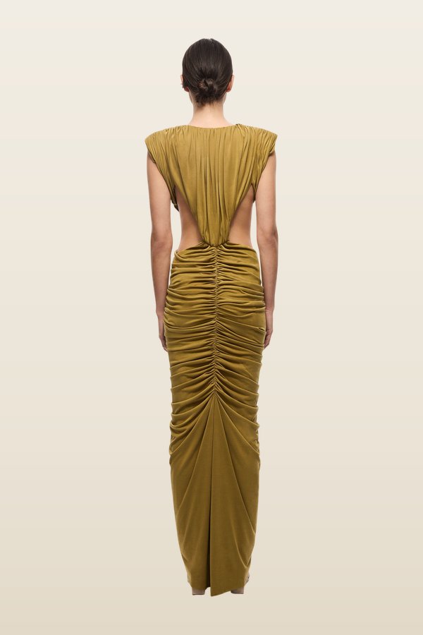 The Solacia Cupro Dress — model back