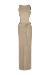 Tie Maxi Dress (Light Gold Sequin) — packshot