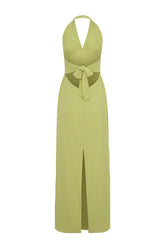 Valentina Chiffon Halter Maxi Dress - Pistachio — packshot