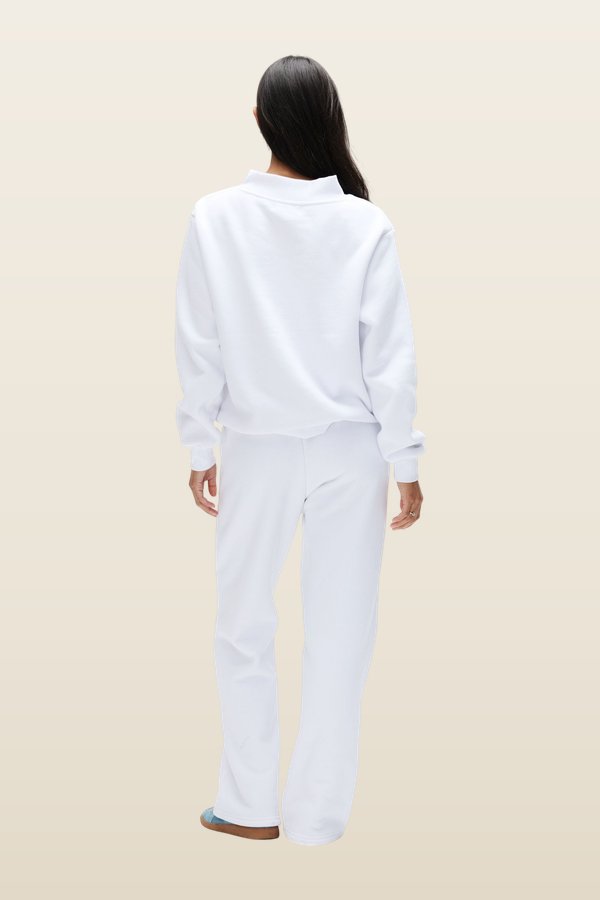 OG Varsity Mockneck - White + Denim — model back