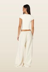 Wide Leg Sweatpants | Milk — model back