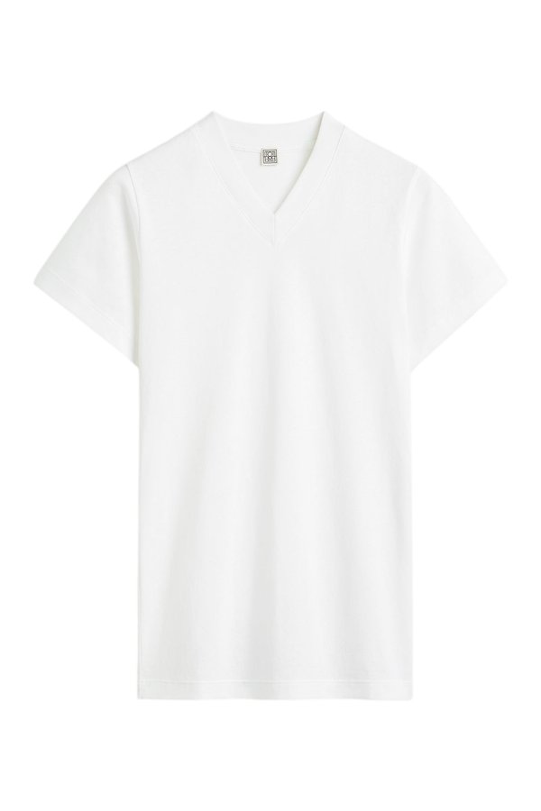 Wide-ribbed v-neck tee optic — packshot