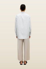 Yoshi Stripe Classic Oversized Button Down — model back