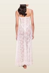 1930s White Lace Strappy Dress — model back