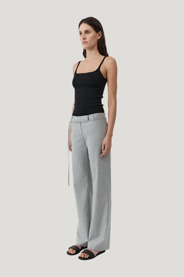 90s Belt Minimal Pants - Concrete — model side