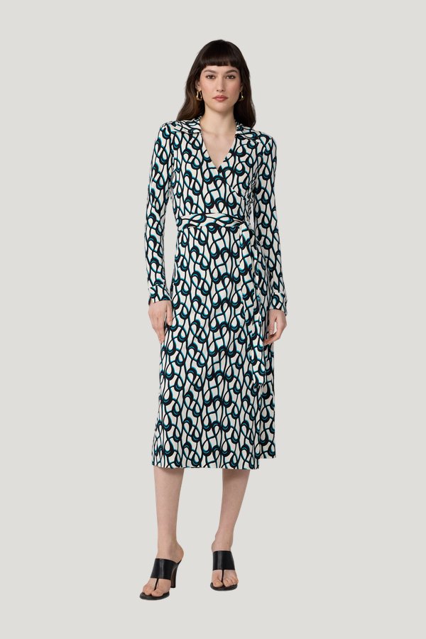 Abigail Silk Jersey Midi Wrap Dress — model front