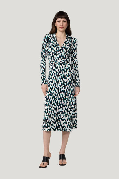 Abigail Silk Jersey Midi Wrap Dress — model front